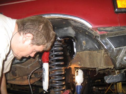 1988 Ford Bronco - passenger side.. shock on spring on just about ready to drive out the door