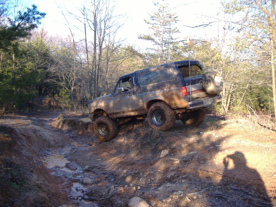 Muddy SUV on off-road trail