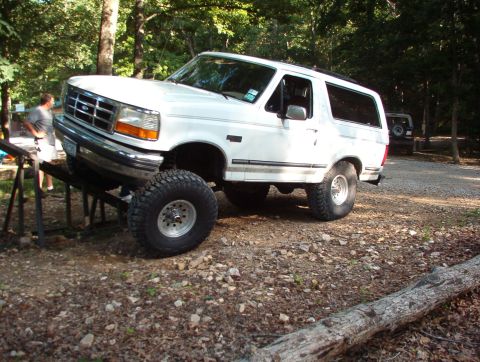 1983 Ford Bronco - Ben (92builtbronco) was worried about his front bumper cutting his tires, but after checking here, it wasn't a problem. That's me in the ba…