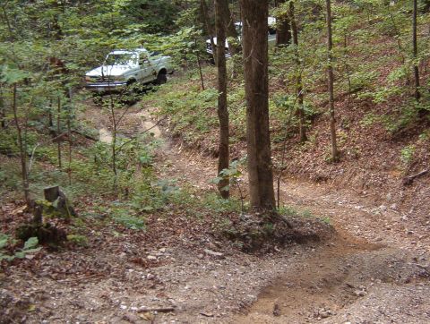 1983 Ford Bronco - The pictures just don't show how steep this is - Jason's truck (the Blazer in the background) is on fairly level ground.