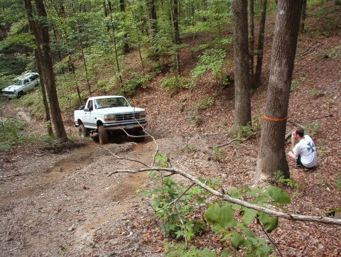 1983 Ford Bronco - The pictures just don't show how steep this is - Troy's truck (the red one deep in the background) is on fairly level ground. I'll upload t…