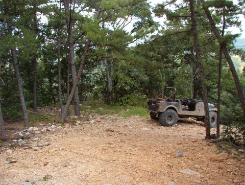 1983 Ford Bronco - Trash on the trail! Our entrance to the Rubicon was blocked by this abandoned Heep, whose LHF steering knuckle was no longer attached to th…