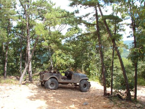 1983 Ford Bronco - Trash on the trail! Our entrance to the Rubicon was blocked by this abandoned Heep, whose LHF steering knuckle was no longer attached to th…