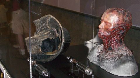 1990 Ford Probe - Prop display a damaged Darth Vader helmet and a burned head bust.