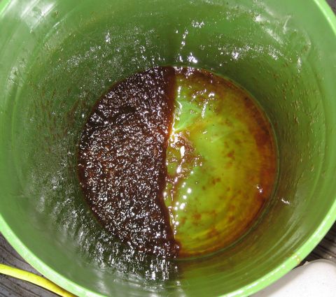 1980 Ford Bronco - On the left is the total amount of floating KOH soap that I skimmed off, with a little bit of BD that separated back off on the right. I po…