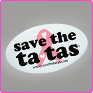 1978 Ford Mustang II - This sticker promotes breast cancer awareness with a pink ribbon and a catchy slogan.