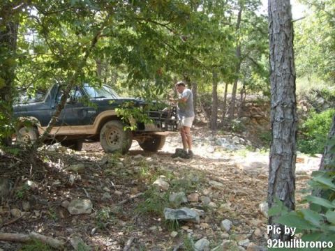 1983 Ford Bronco - I parked on top of the hill in a hole, chocked all the tires, & put a snatch block on a tree to pull the Heep up the hill & off the side of…