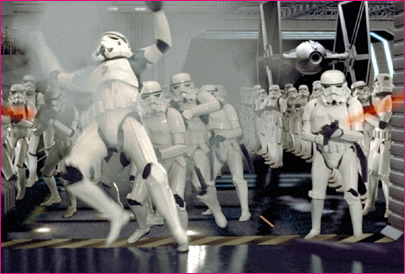 1991 Ford Taurus - A group of stormtroopers are seen in formation, with a TIE fighter visible in the background.