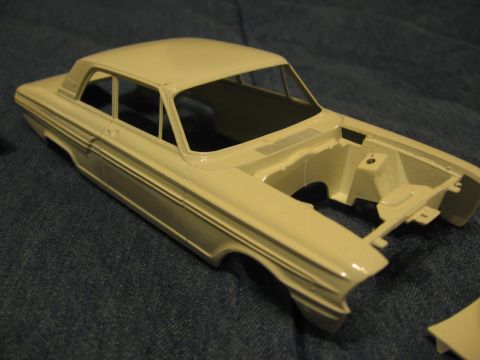 1974 Ford F-100 - This is an unpainted plastic model of a car, shown from a 3/4 front angle.