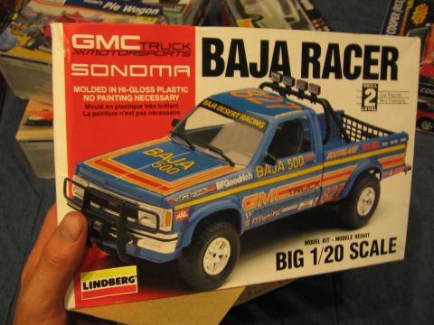 1974 Ford F-100 - The box art depicts a blue GMC Sonoma pickup truck with Baja 500 racing decals.