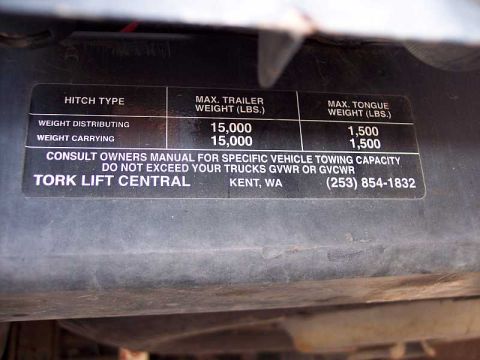 2000 Ford F-250 - Rating sticker