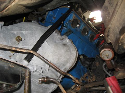 1973 Ford Ranchero - Engine and transmission components are visible in this close-up view.