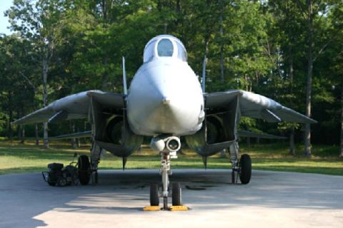 1972 Ford Ranchero - Front view of an F-14 Tomcat fighter jet on a paved surface.