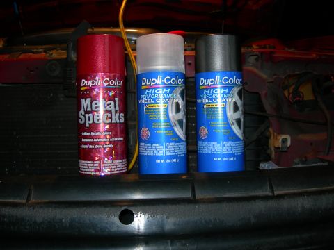 1992 Ford Taurus - Three cans of Dupli-Color spray paint, including Metal Specks and two cans of High Performance Wheel Coating.