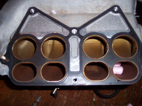 1994 Ford Probe - Close-up of an intake manifold gasket, showing the ports for engine cylinders.