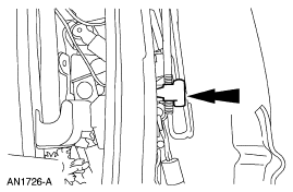 2001 Ford Crown Victoria - Diagram shows the internal components of a car door latch mechanism.