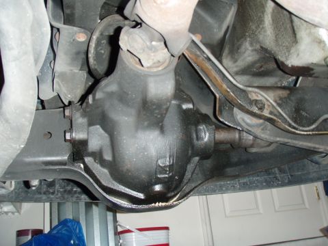1996 Ford Bronco - Undercarriage view of a vehicle's rear differential and suspension system.