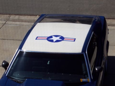 1971 Ford Mustang - 1971 Ford Mustang with a US Air Force roundel decal on its white roof.