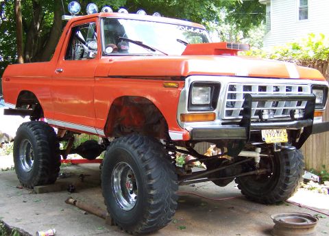 1978 Ford Bronco - This modified 1978 Ford Bronco sits high on large tires, ready for off-road adventures.