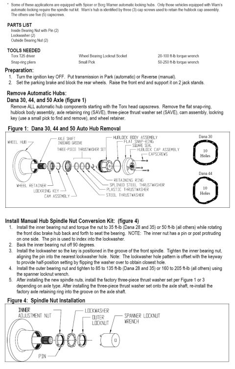 1996 Ford Bronco - If your original lockouts had 3 retaining screws, you will need the "conversion kit" which consists of replacement spindle nuts, washers, a…