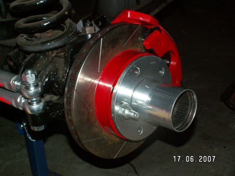 1983 Ford Bronco - Slotted rotors, painted caliper and bracket, Jet-Hot (exhaust coatings) coated original hubs (24yr old) and upgrade to 9/16 wheel studs
