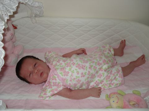 2000 Ford Crown Victoria - A baby girl rests in her crib, surrounded by soft toys and blankets.