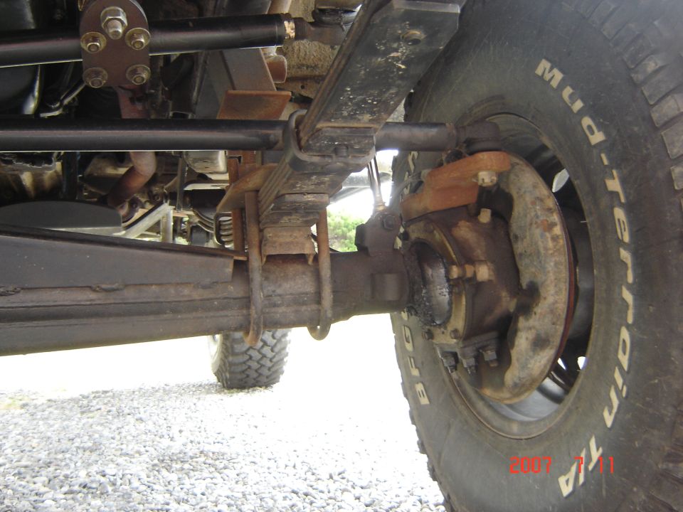 Leaf spring and axle assembly with BFGoodrich Mud-Terrain tire