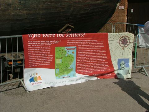 2001 Ford Fiesta - Historical exhibit banner detailing the Jamestown settlers and America's 400th Anniversary.