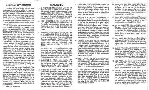 1967 Ford Bronco - This document details a trail guide with general information and specific trail points.