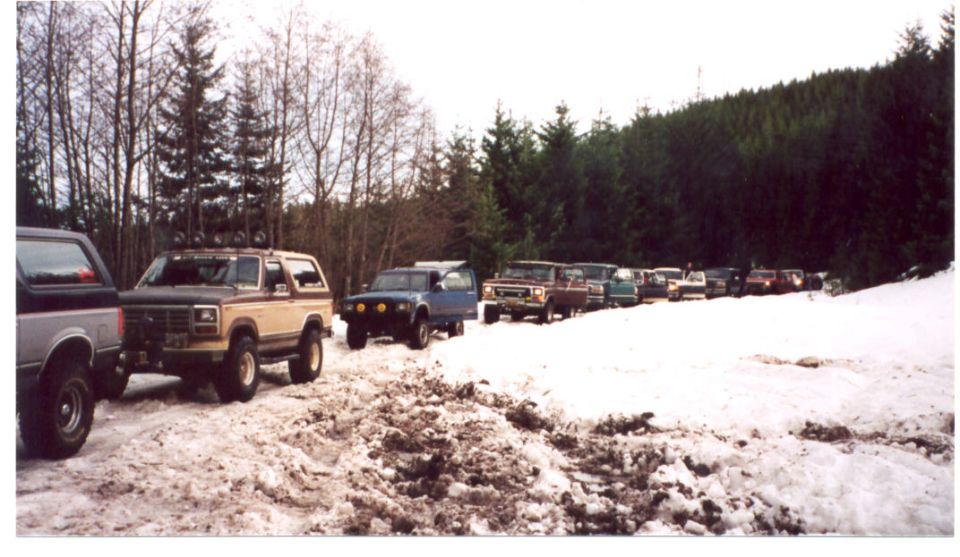 This is a long line of trucks