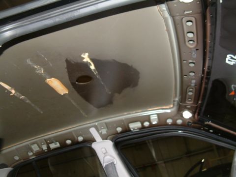 2002 Ford Crown Victoria - Sunroof installation- view from the inside