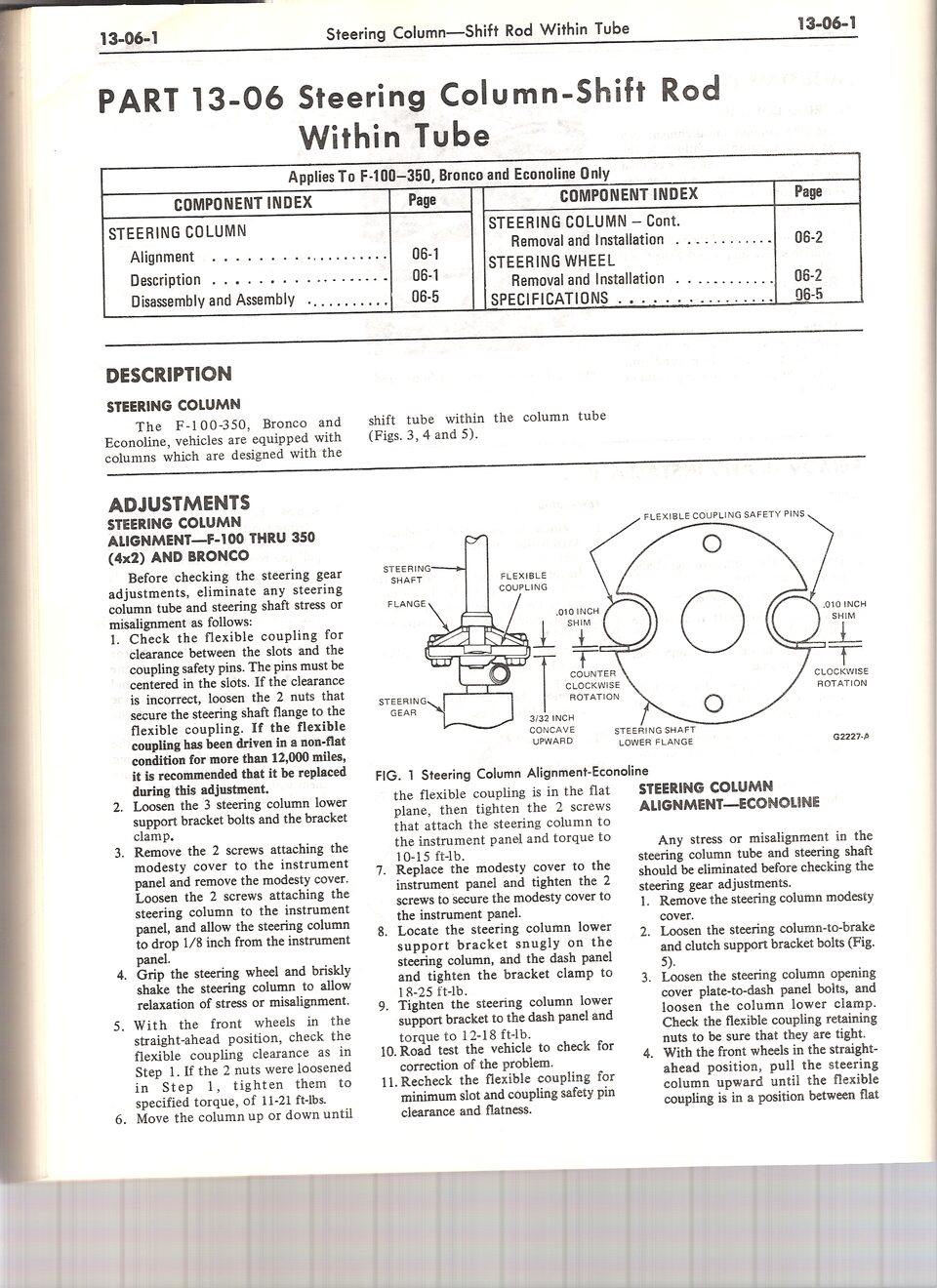 Ford shop manual 13-06: Steering Column-Shift Rod Within Tube, F-100-350/Bronco/Econoline