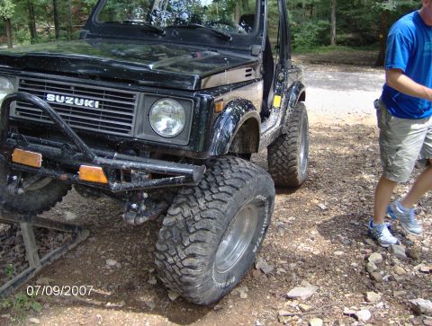 1978 Ford Bronco - Suzuki Samurai with off-road modifications, seen on a dirt trail. The date stamp indicates it was photographed in 2007.