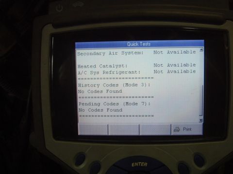 1996 Ford Bronco - A diagnostic scan tool displays system information and code status, showing no codes found.