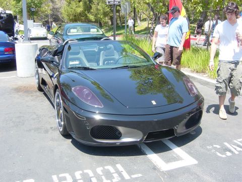 1993 Ford Probe - Black convertible sports car with a prancing horse emblem on the hood, parked outdoors.