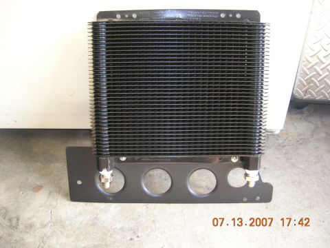 1996 Ford Bronco - Transmission cooler with mounting bracket, photographed on July 13, 2007.