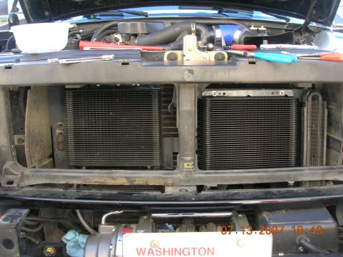 1996 Ford Bronco - The vehicle's front end is open, revealing the coolers and engine components, with a date stamp of 07.13.2007.