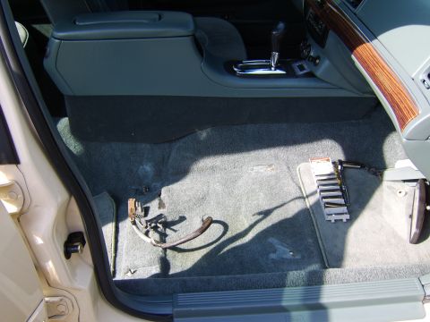 1996 Mercury Grand Marquis - Seat and track removed. Very clean under there! :cool: The wiring is the 8way power pre-wire