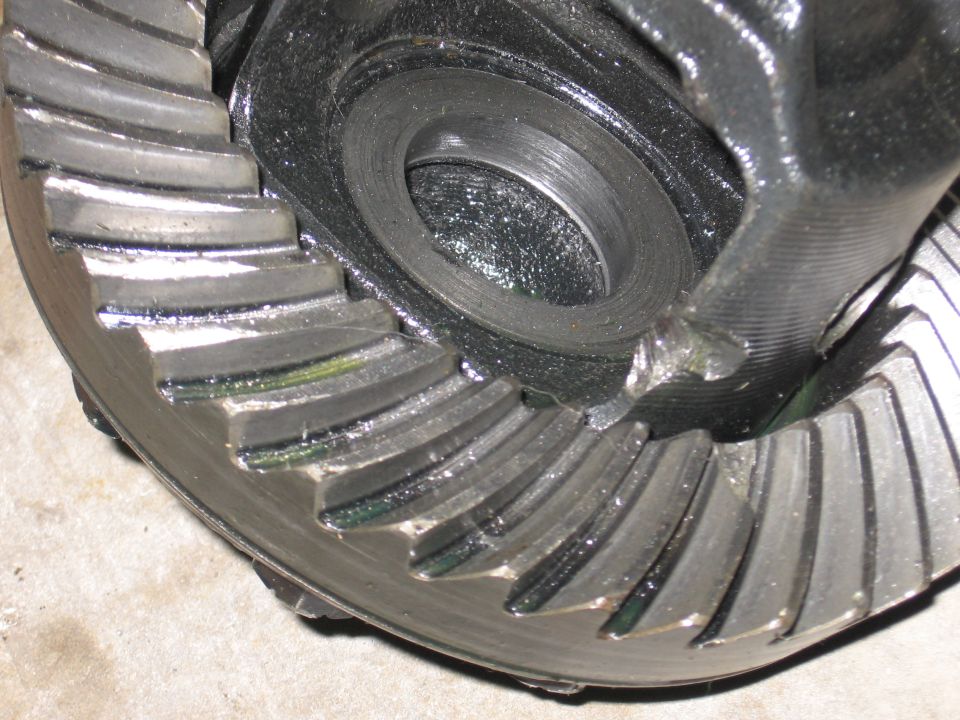 close-up of differential gears with lubricant