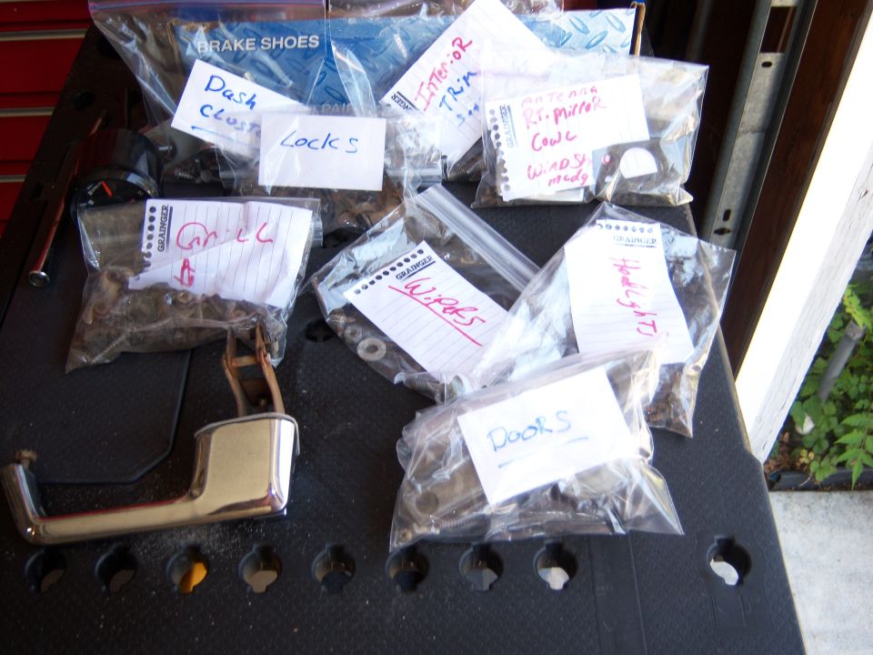 organized - so i dont end up with a bunch of extra parts when she goes back together