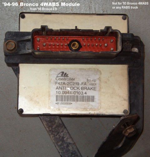 1983 Ford Bronco - SOLD 4WABS Module from '96 EB Bronco '93 Broncos were built with a different PN module. Untested. [url=https://www.clipsandfasteners.com/M8…