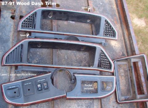 1983 Ford Bronco - PRESOLD Wood Dash Trim for '87-91 Lower left panel is for Bronco only. Pocket for lower right panel is included. [url=https://www.clipsandf…
