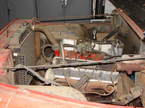 1978 Ford Bronco - Close-up view of an engine bay showing the V8 engine components.