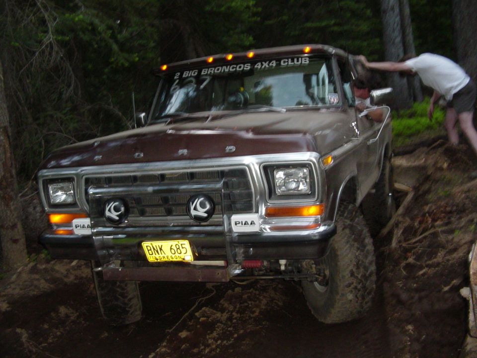 Trying to push the bronco off of a root ball...Ya right