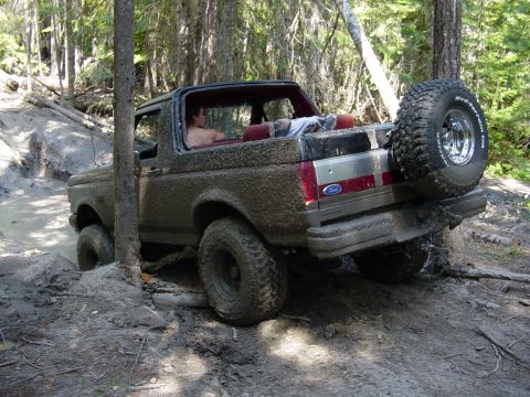 1989 Ford Bronco - Out he comes backwards