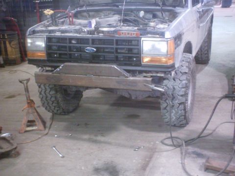 1990 Ford Ranger - Front view of a 1990 Ford Ranger undergoing modifications with a custom bumper.