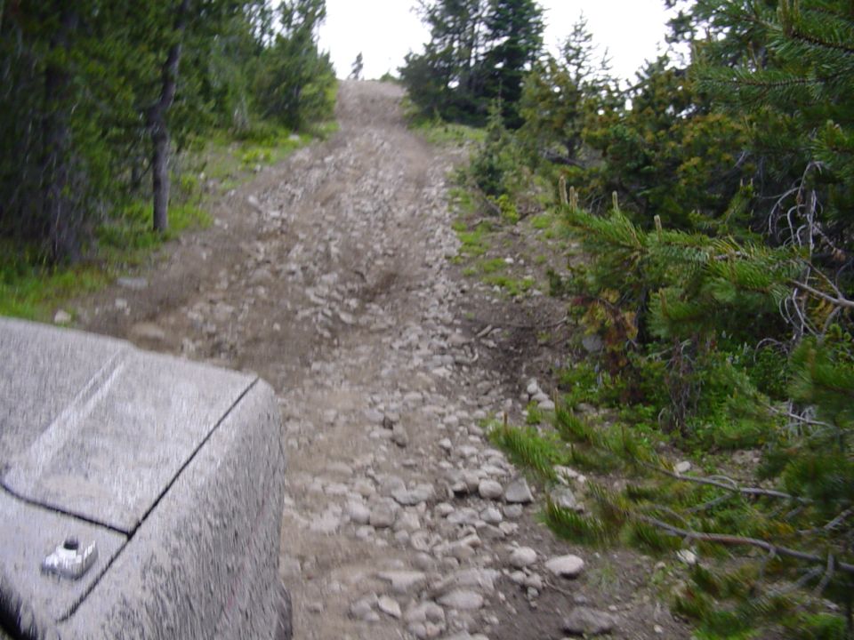 The way was big rocks and steep on both sides