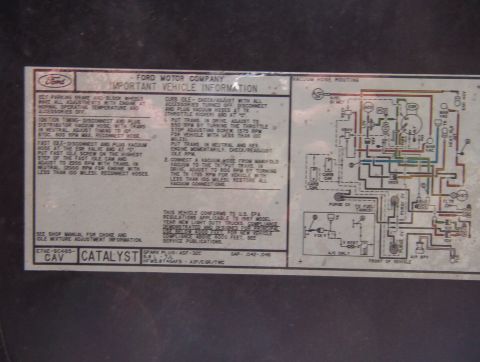1983 Ford Bronco - Brown's '87 351W carb VECI label
