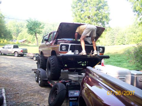 1978 Ford Bronco - Working on it and it's not off the trailer