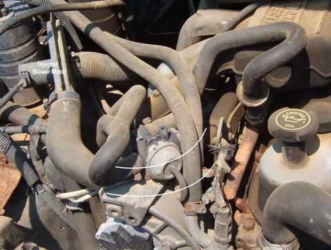 1983 Ford Bronco - Injector Blower used on '87-89 4.9L only. There's a small sensor clipped to the fuel rail that triggers a module attached to the core suppo…